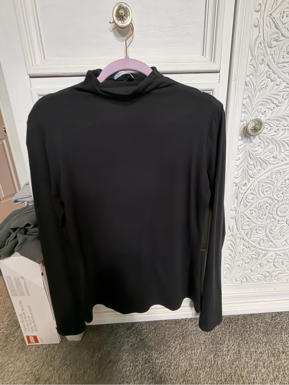 Ekouaer Black Mock Neck Long Sleeve Lounge Top Size Large